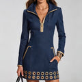 Women Long Sleeve Denim Dress