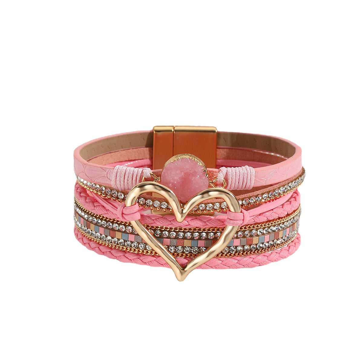 Bohemian Leather Heart Bracelet