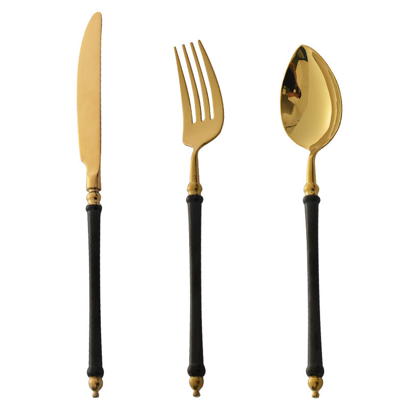 Black Gold Mirror Stainless Steel Cutlery Set