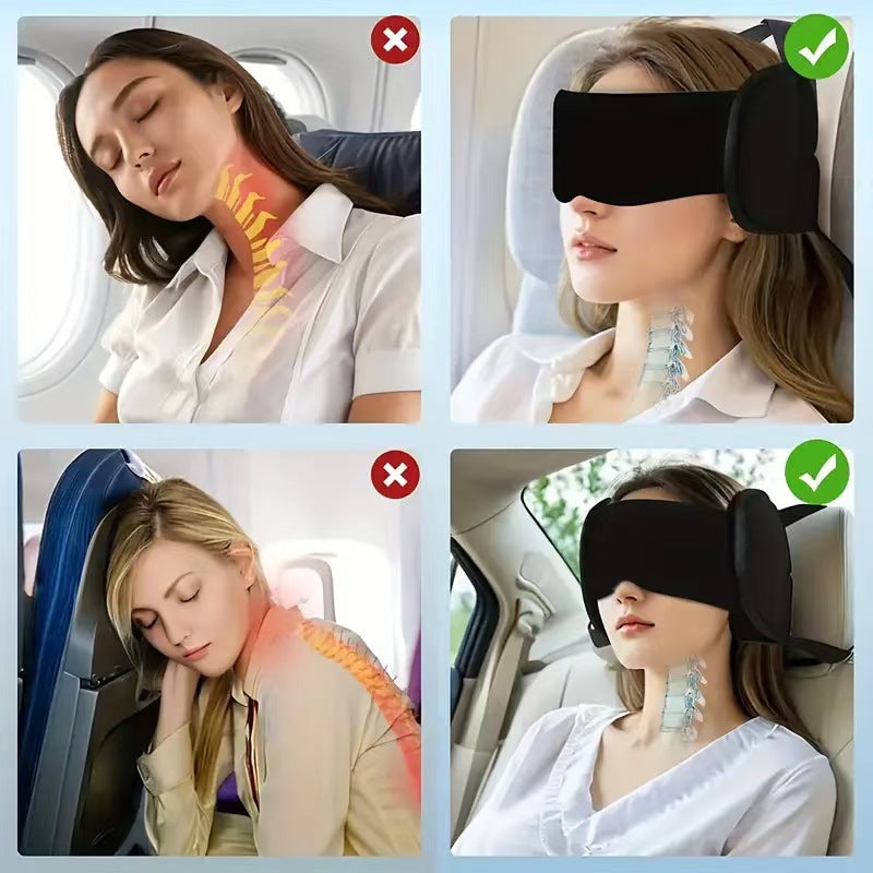Travel neck pillow with eye mask