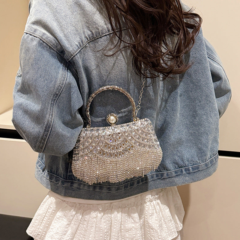 Rhinestone Chain Tassel Shoulder Bag