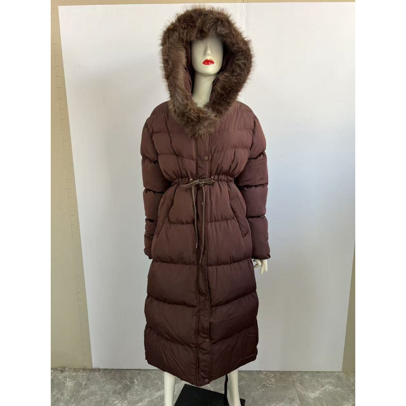 Womens Long Hooded Cotton Coat