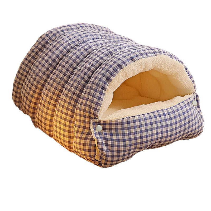 Plush Enclosed Pet Bed with Dual Mode