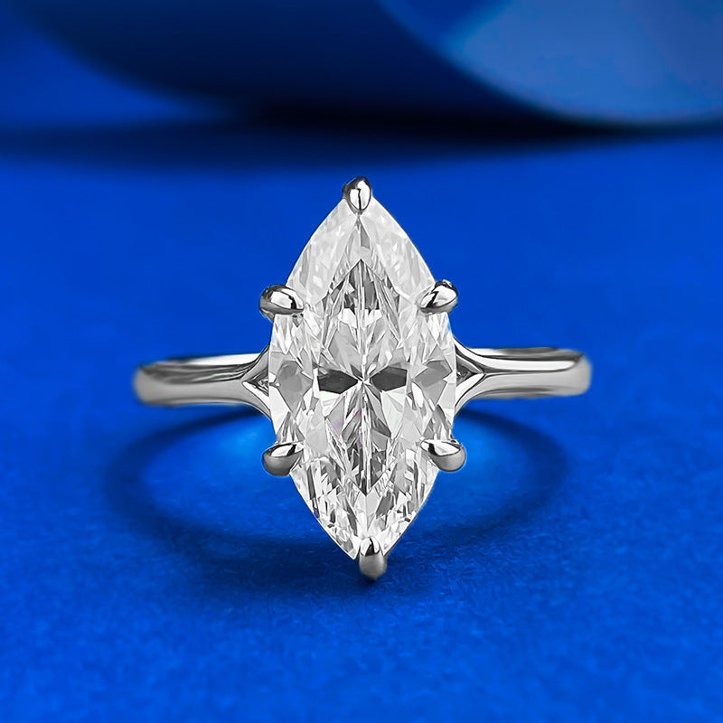 Marquise Diamond Geometric Silver Ring