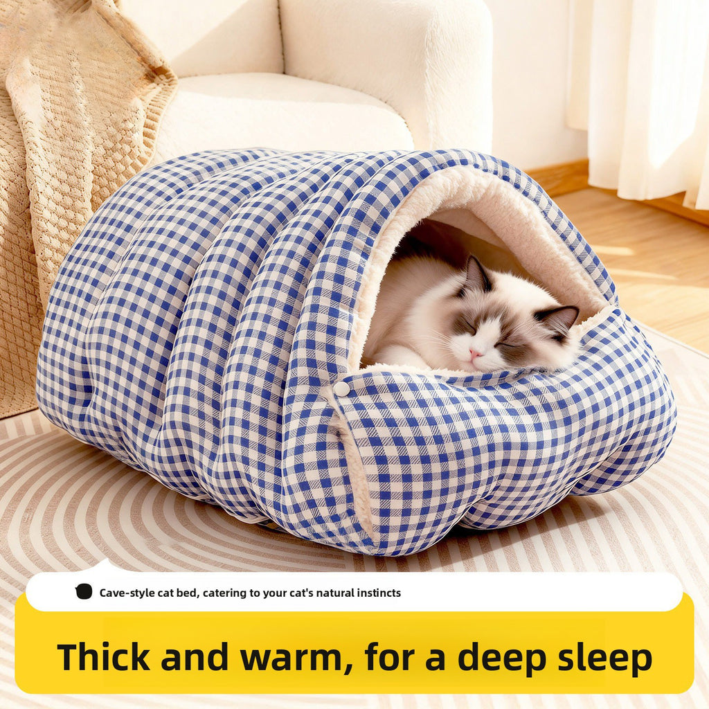 Plush Enclosed Pet Bed with Dual Mode