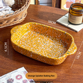Color splash ink ceramic binaural square baking tray Microwave Baking