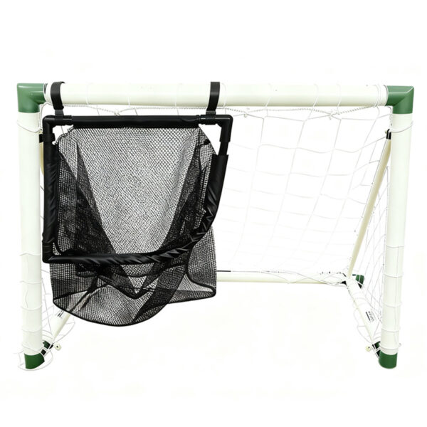 The goal of the football goal is in the net