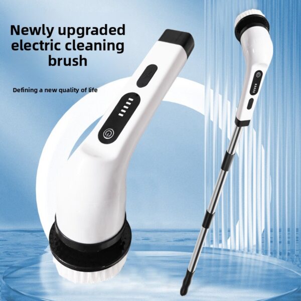 Long-handled floor scrubber