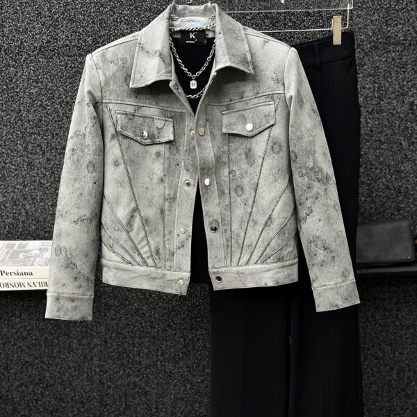 Retro tie-dye short coat for men