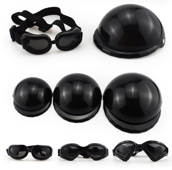 PET Helmet Dogs And Cats Outing Motorcycle Cap Headwear Pet Toy Hat Sunglasses Helmet Set