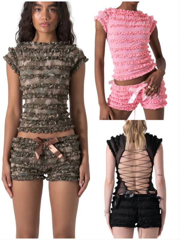 Women's Lace Trim Camisole and Shorts Set