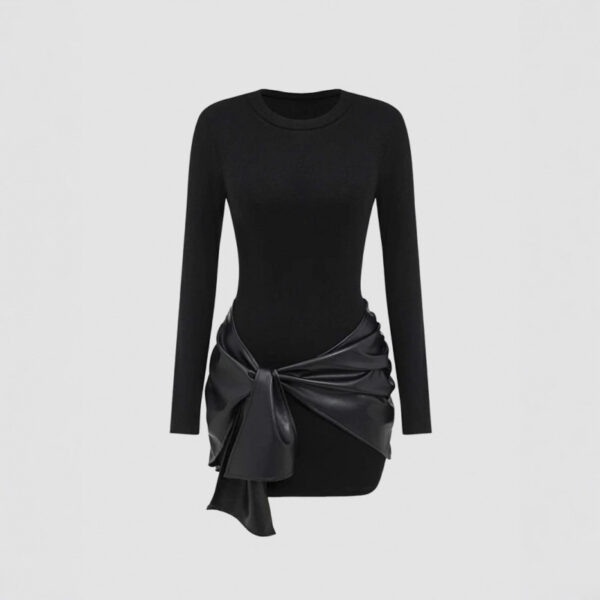 Women's solid-color long-sleeved dress