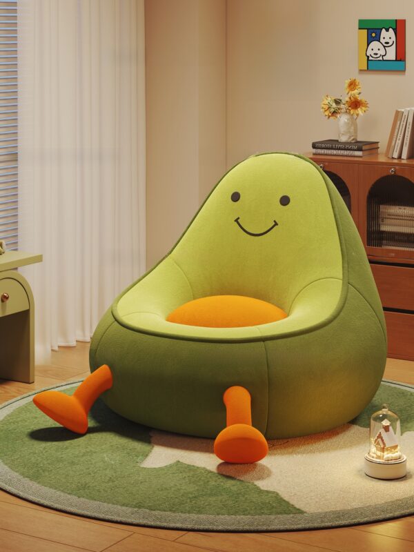 Cartoon-style avocado-shaped bean bag
