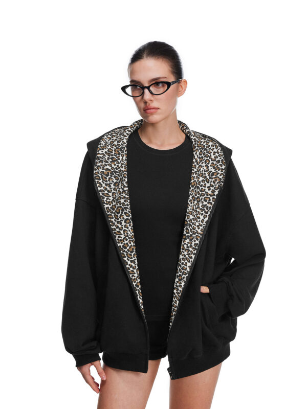 Antibacterial Leopard Print Hooded Sweatshirt