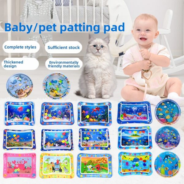 The child gently taps the water mat