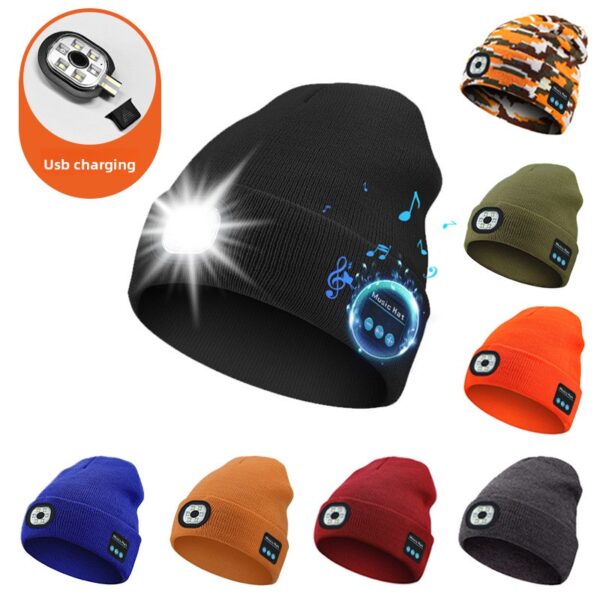 Led-illuminated knitted cap