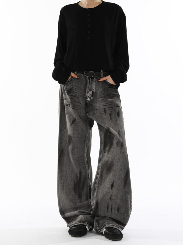 Retro loose-fitting casual wide-leg pants