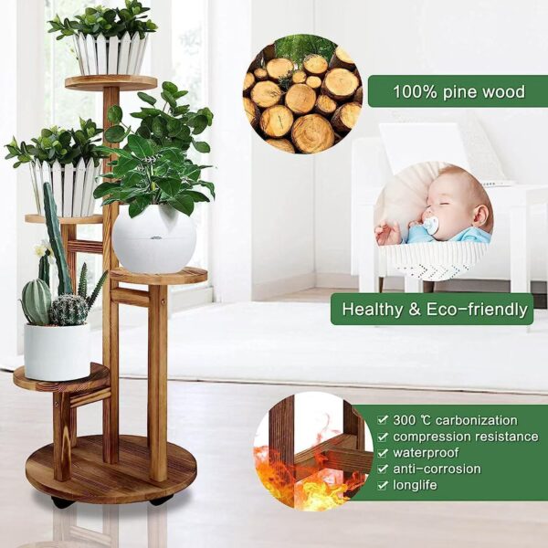 Solid Wood Multi-Tier Plant Stand for Indoor Use